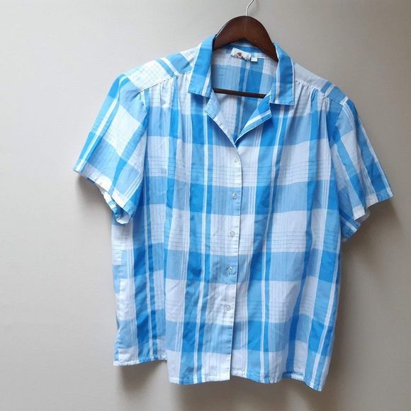 vintage soft plaid blouse - Picture 1 of 4